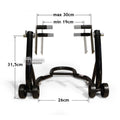 Béquille d’atelier moto roue avant universelle avec dimensions réglables et supports de fourche