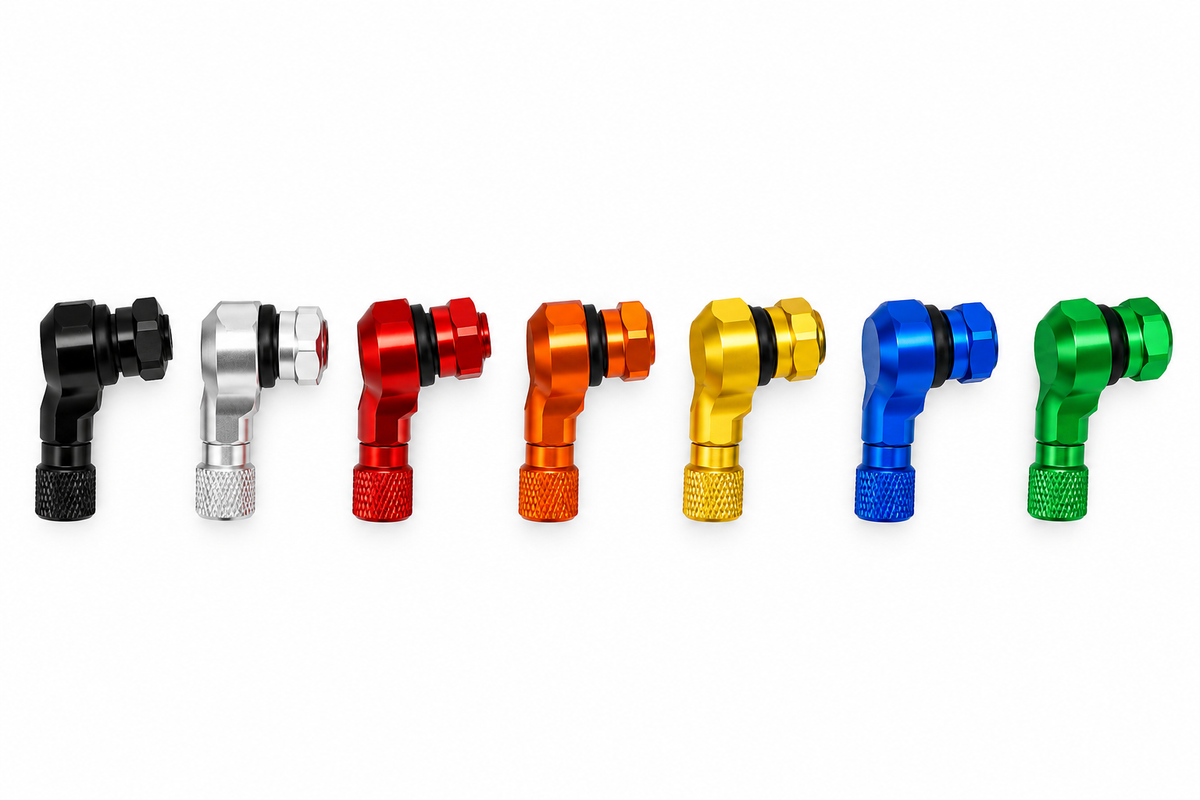 Paire de valves coudées Aluminium 8,3 mm long. 13,6 mm Aprilia Ducati KTM Mv Agusta Triumph Moto Guzzi