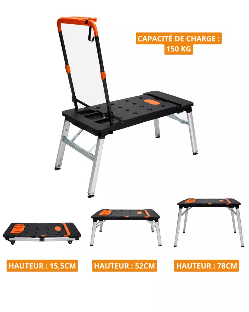 Etabli chariot pliant multifonction 7 en 1