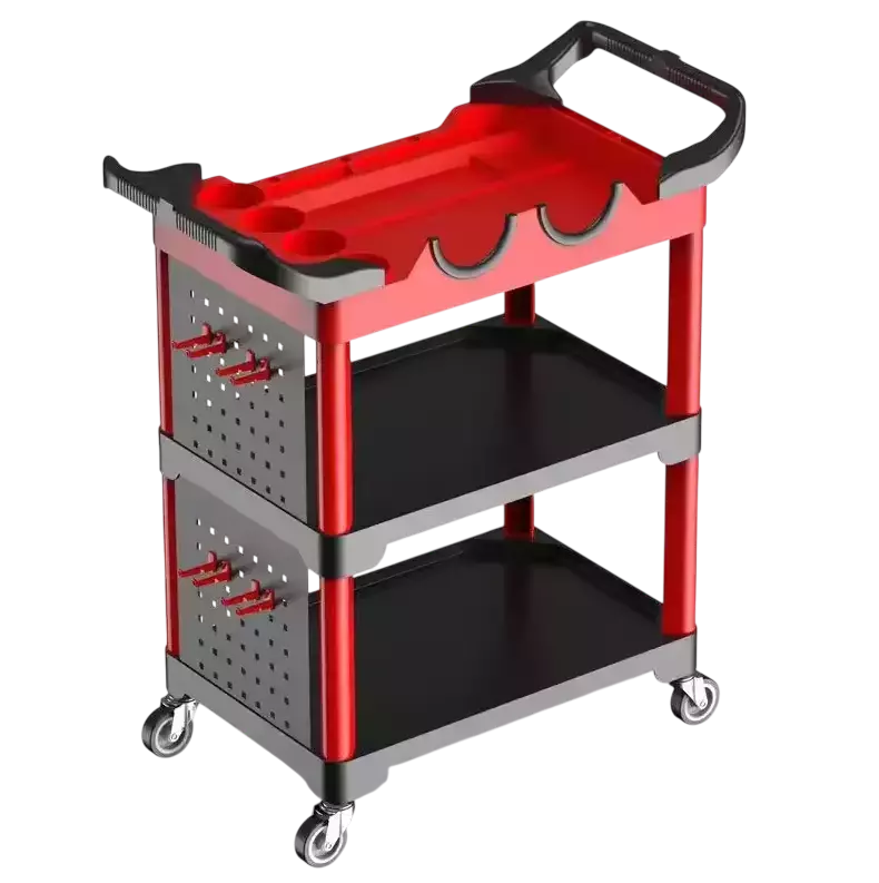 Chariot à outils roulant 3 étagères en polypropylène
