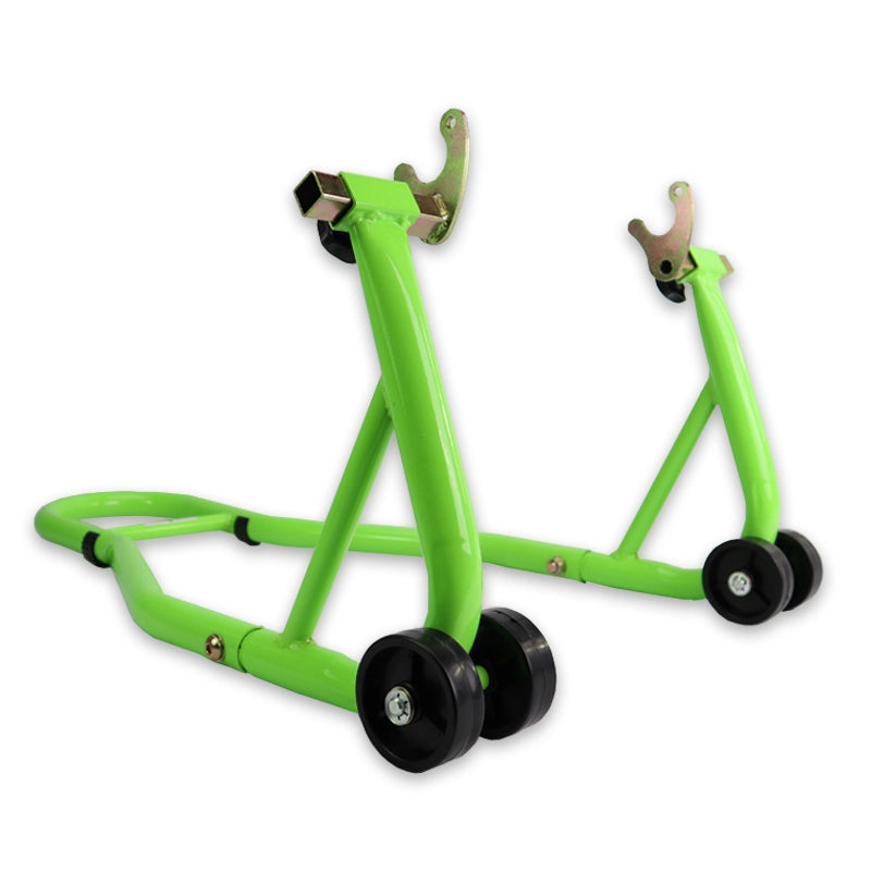 Béquille arrière moto verte universelle pour diabolos – béquille d’atelier